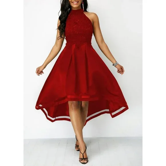 Rosewe | Dresses | Halter Top Red Lace Dress Size Sm | Poshmark